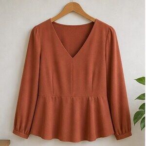 Rust V Neck Top